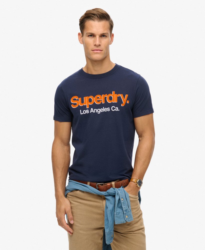 core logo classic washed t-shirt in navy marl
