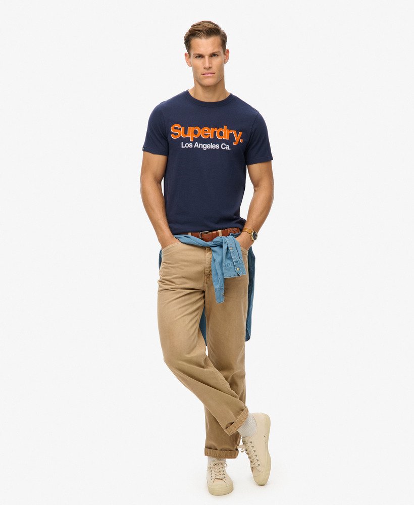 core logo classic washed t-shirt in navy marl