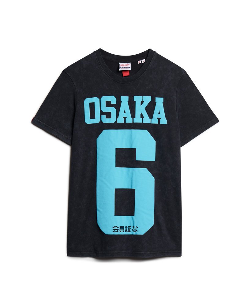 osaka 6 t-shirt met puffprint in gitzwart