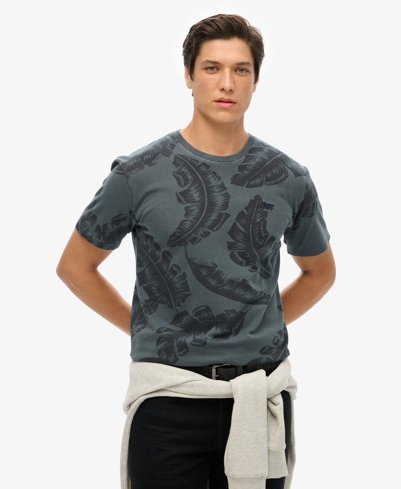 vintage t-shirt met overgeverfde print in eclipse navy