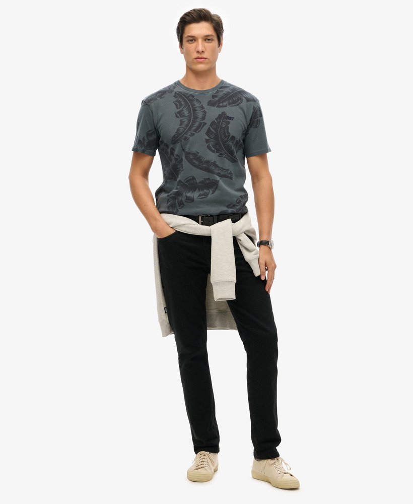 vintage t-shirt met overgeverfde print in eclipse navy