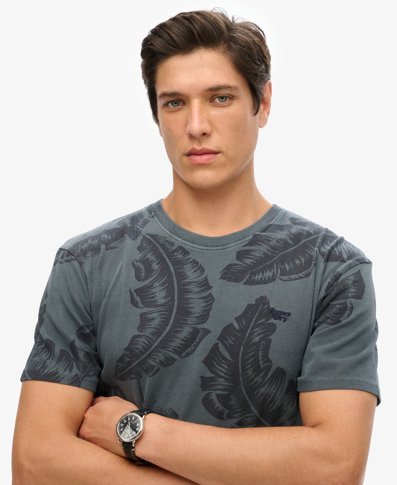 vintage t-shirt met overgeverfde print in eclipse navy