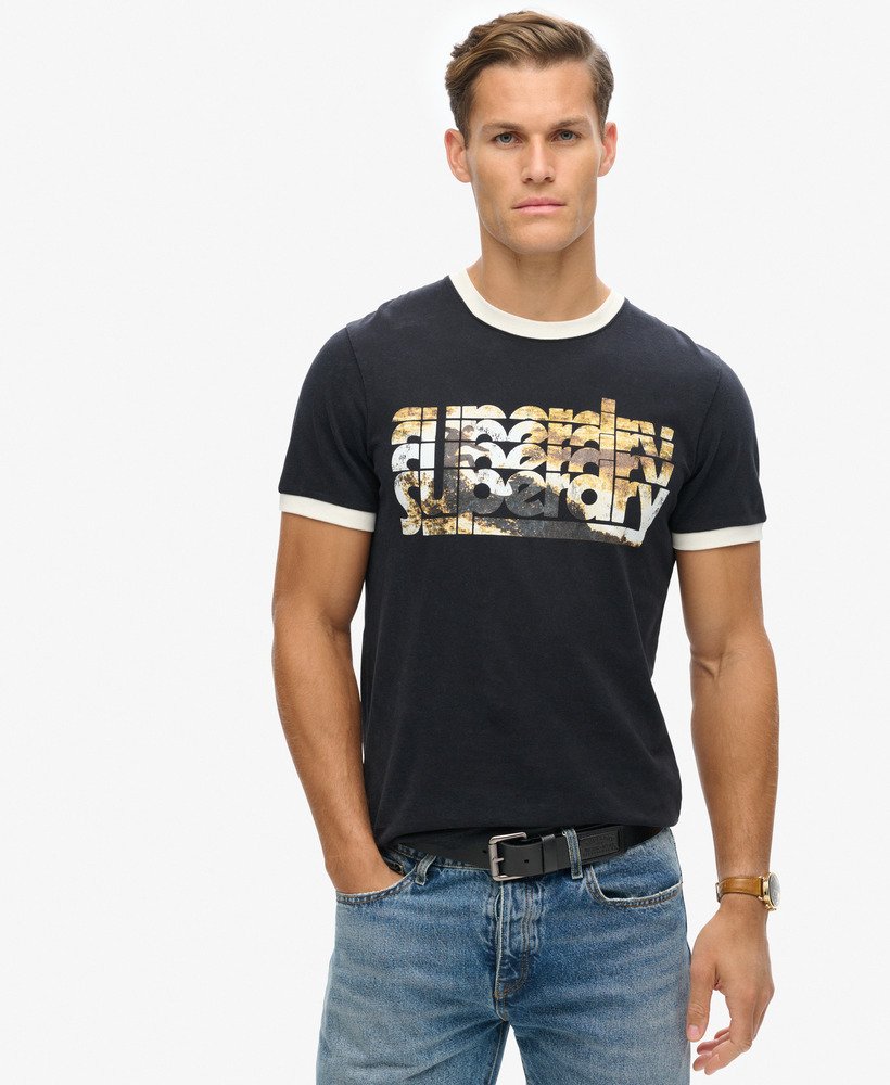 t-shirt met fotografisch logo in zwart