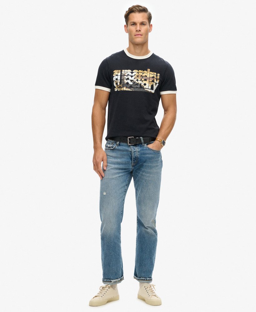 t-shirt met fotografisch logo in zwart