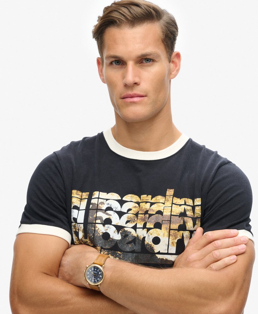 t-shirt met fotografisch logo in zwart