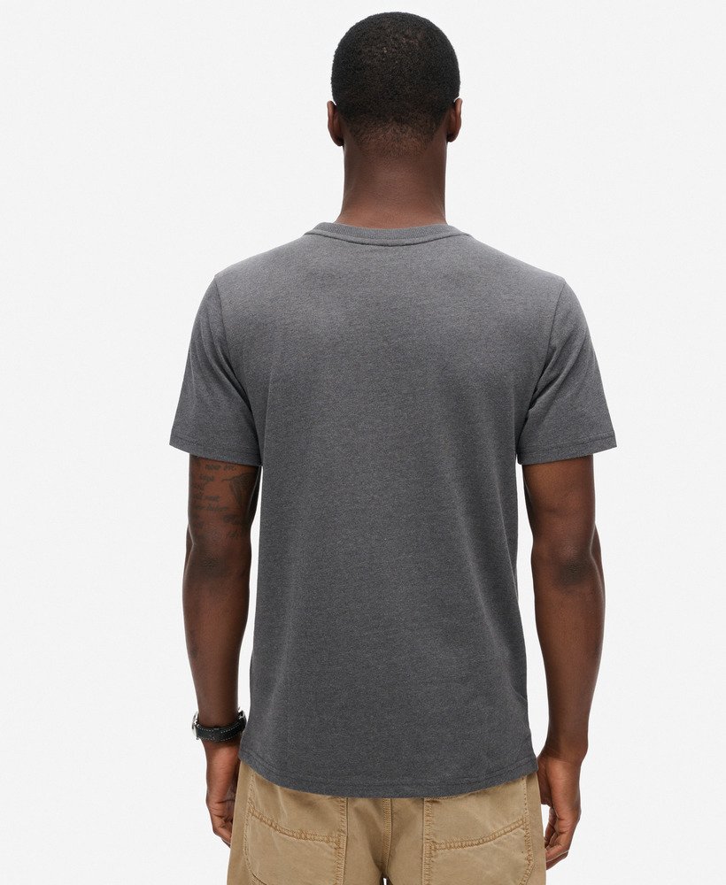 vintage logo heritage t-shirt met borstplaat in granietgrijs gemêleerd