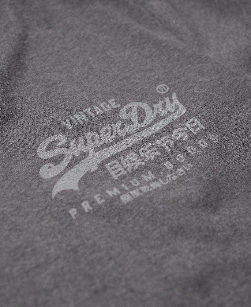 vintage logo heritage t-shirt met borstplaat in granietgrijs gemêleerd