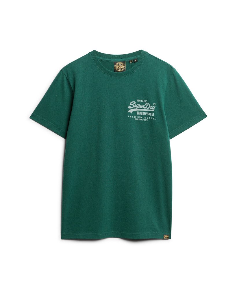 vintage logo heritage t-shirt met borstplaat in bengreen marl