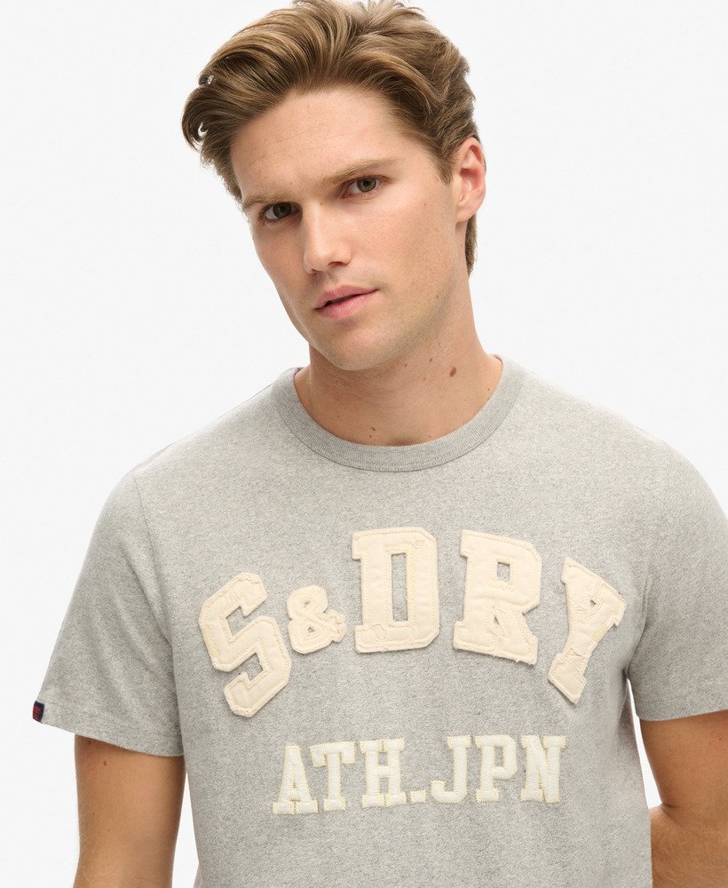 vintage sportief t-shirt met korte mouwen in lichtgrijs gemêleerd.