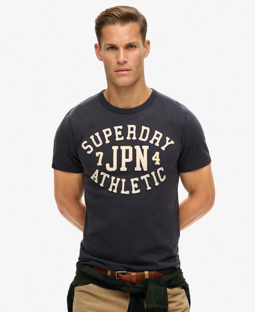 vintage sportief t-shirt met korte mouwen in eclipse navy