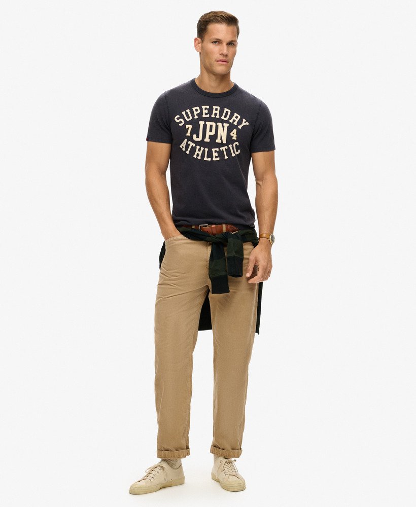 vintage sportief t-shirt met korte mouwen in eclipse navy