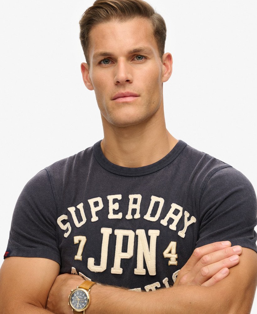 vintage sportief t-shirt met korte mouwen in eclipse navy
