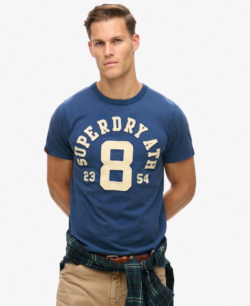 vintage sportief t-shirt met korte mouwen in supermarine navy