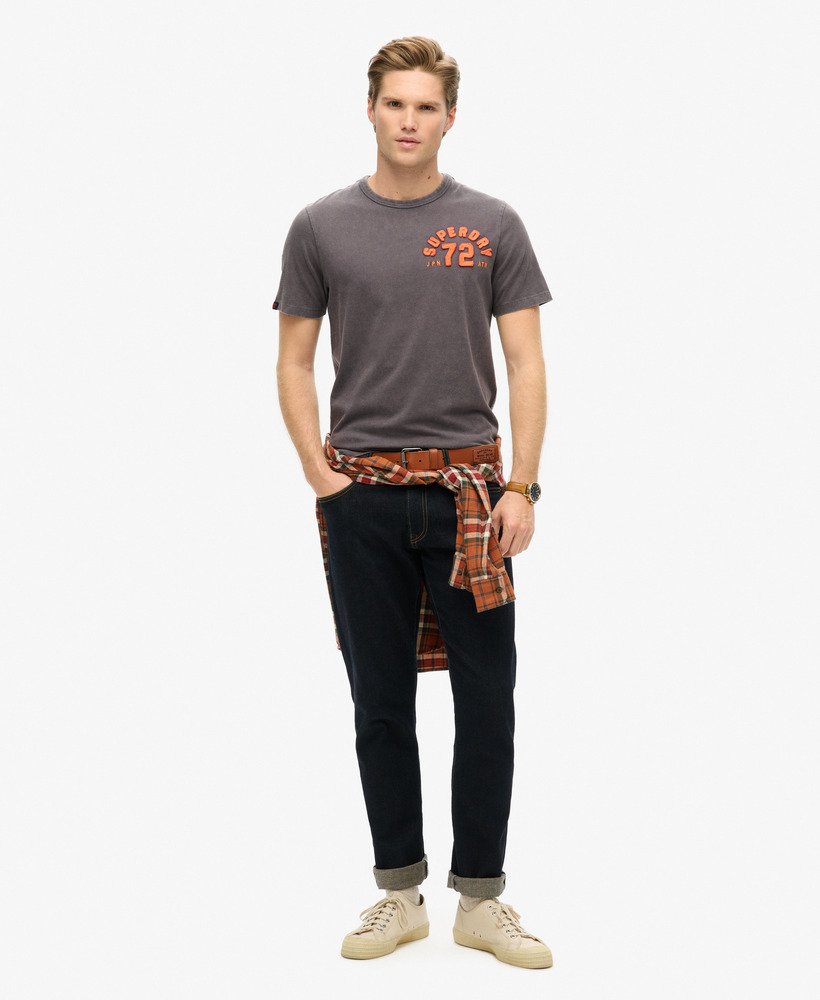 vintage sportief t-shirt met korte mouwen in grafietzwart.