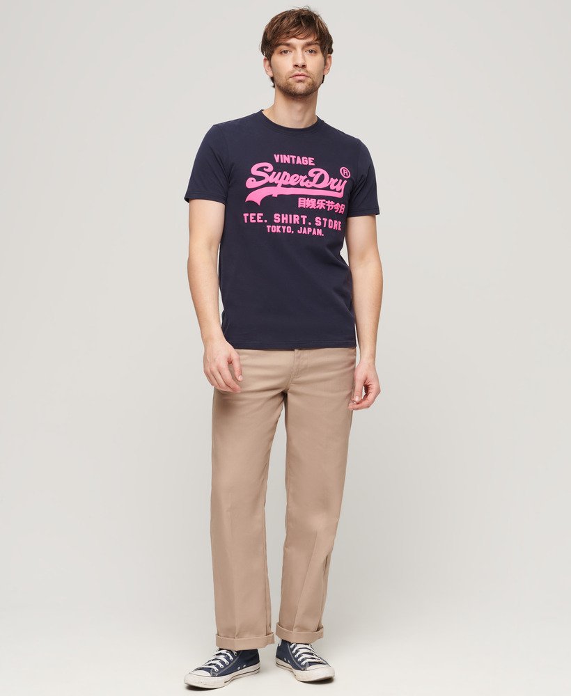 neon vintage logo t-shirt in frans marineblauw