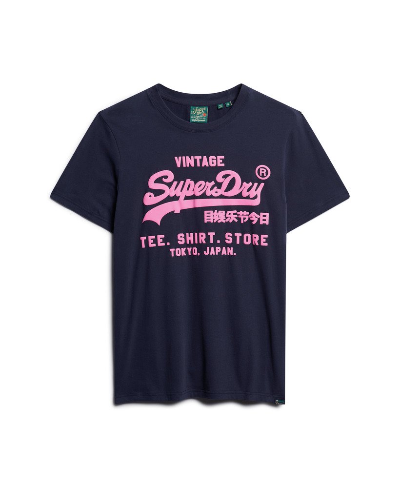 neon vintage logo t-shirt in frans marineblauw