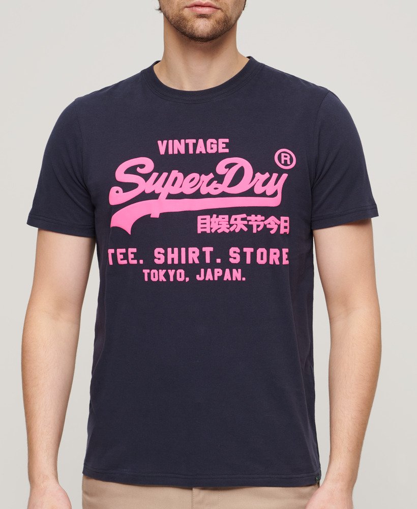 neon vintage logo t-shirt in frans marineblauw