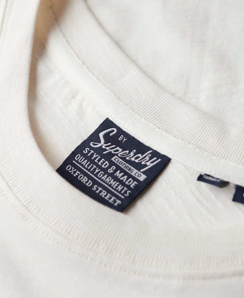 metallic werkshirt met grafische print in winterwit met structuurverf.