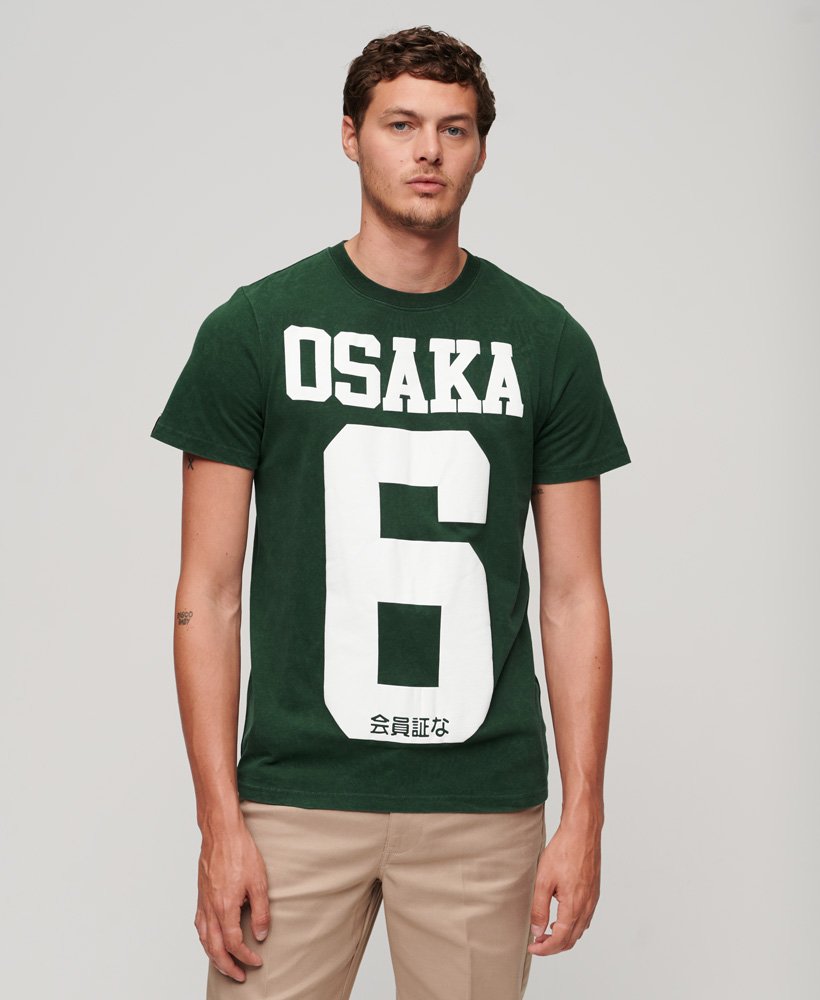 osaka 6 t-shirt met puffprint in emailgroen