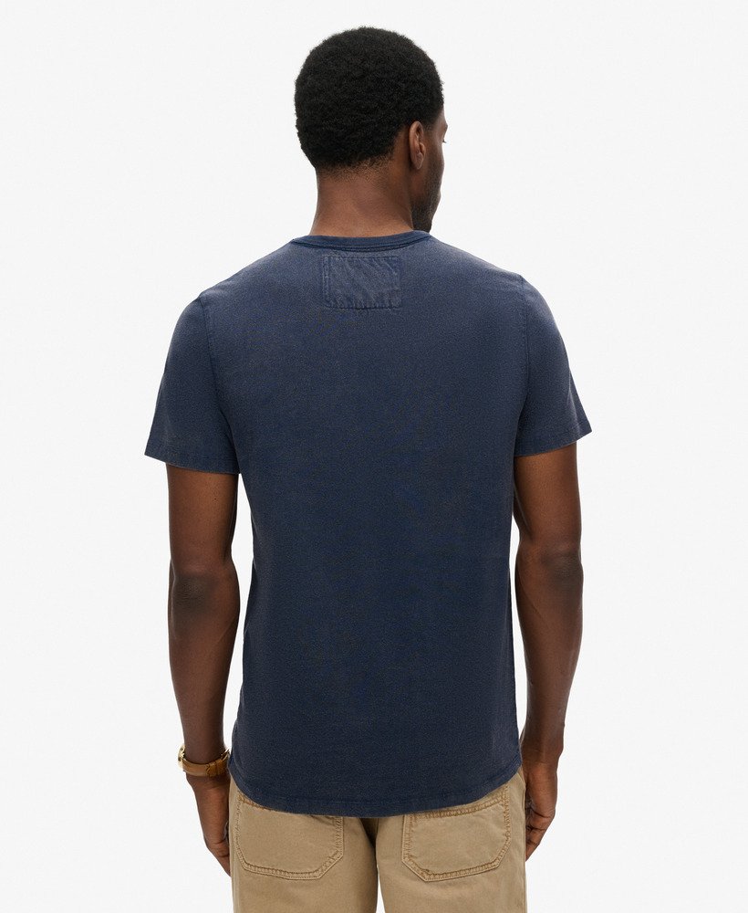 vintage sportief t-shirt met korte mouwen in diep marineblauw.