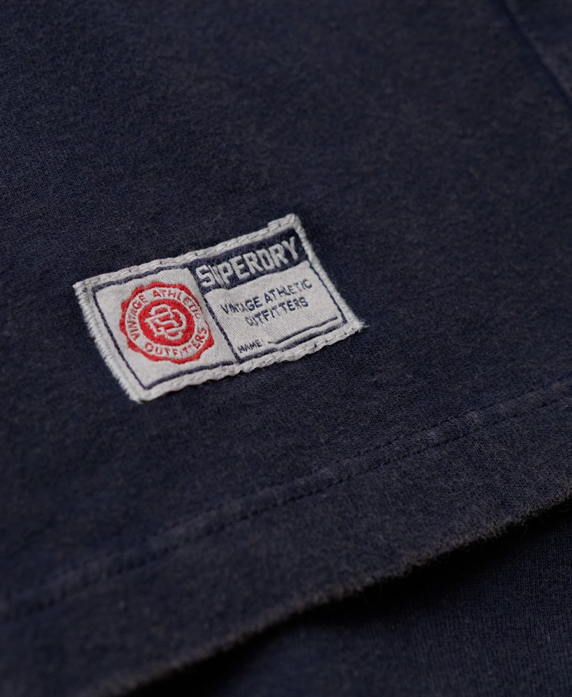 vintage sportief t-shirt met korte mouwen in diep marineblauw.