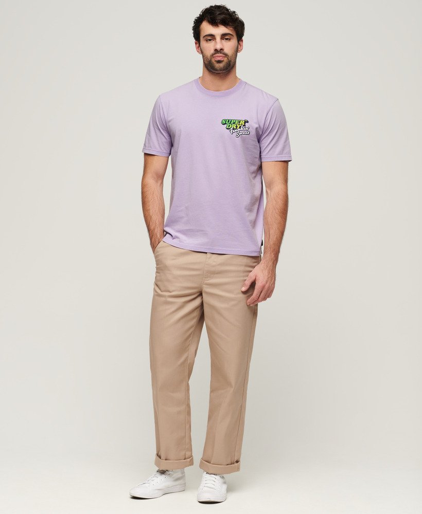 neon travel chest loose t-shirt in licht lavendelpaars