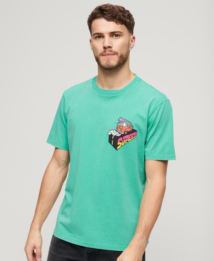 neon travel chest loose t-shirt in cool green