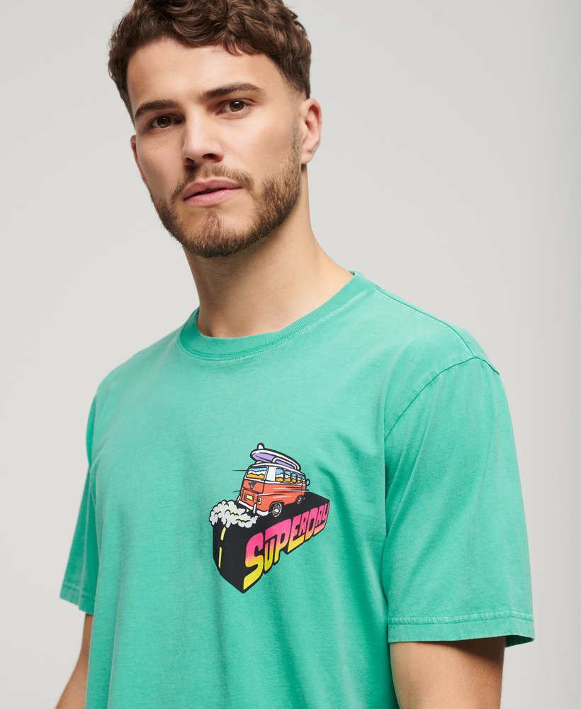 neon travel chest loose t-shirt in cool green