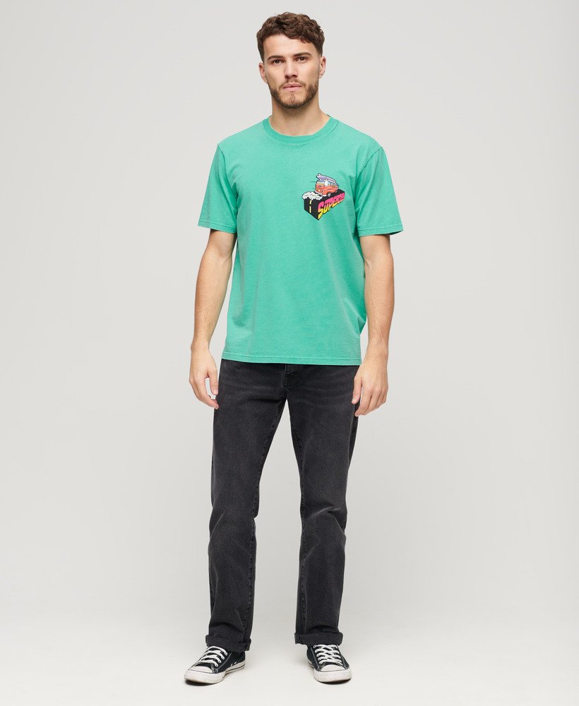 neon travel chest loose t-shirt in cool green