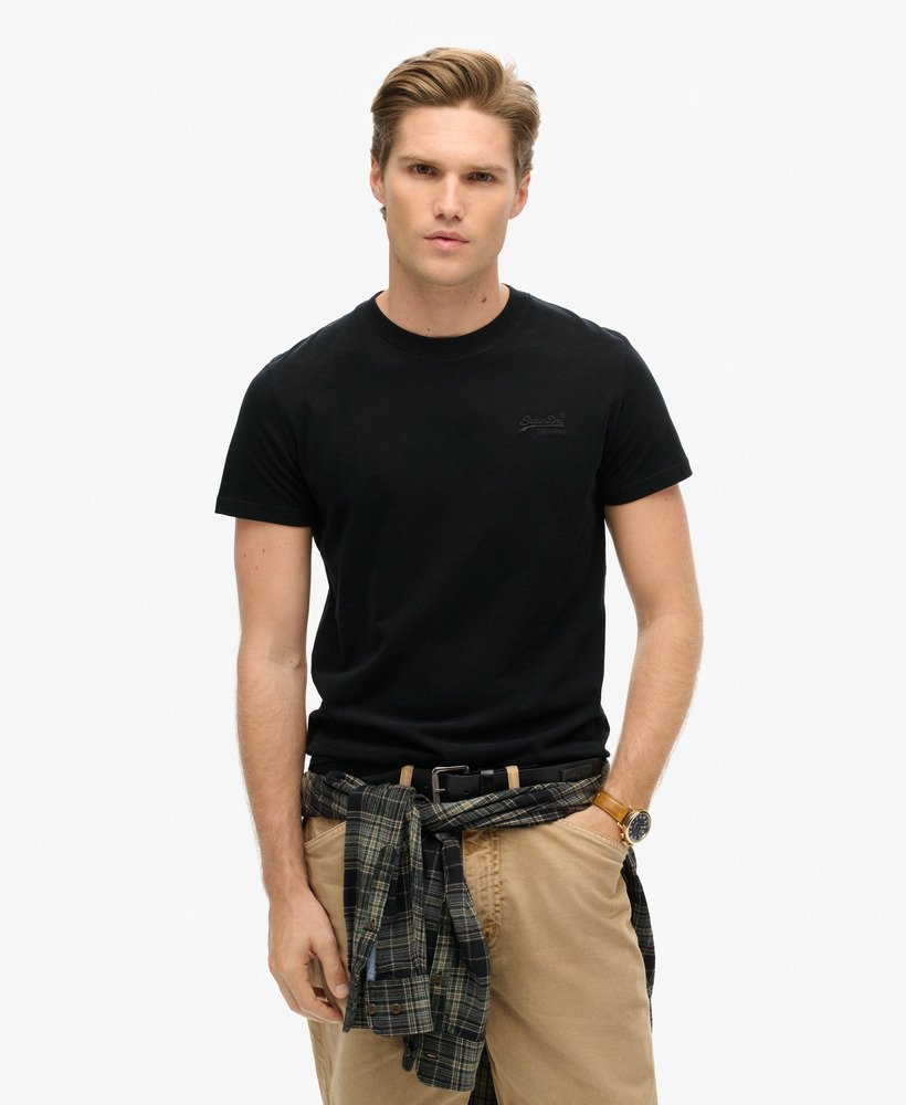 t-shirt met essential-logo van biologisch katoen in zwartzwart.