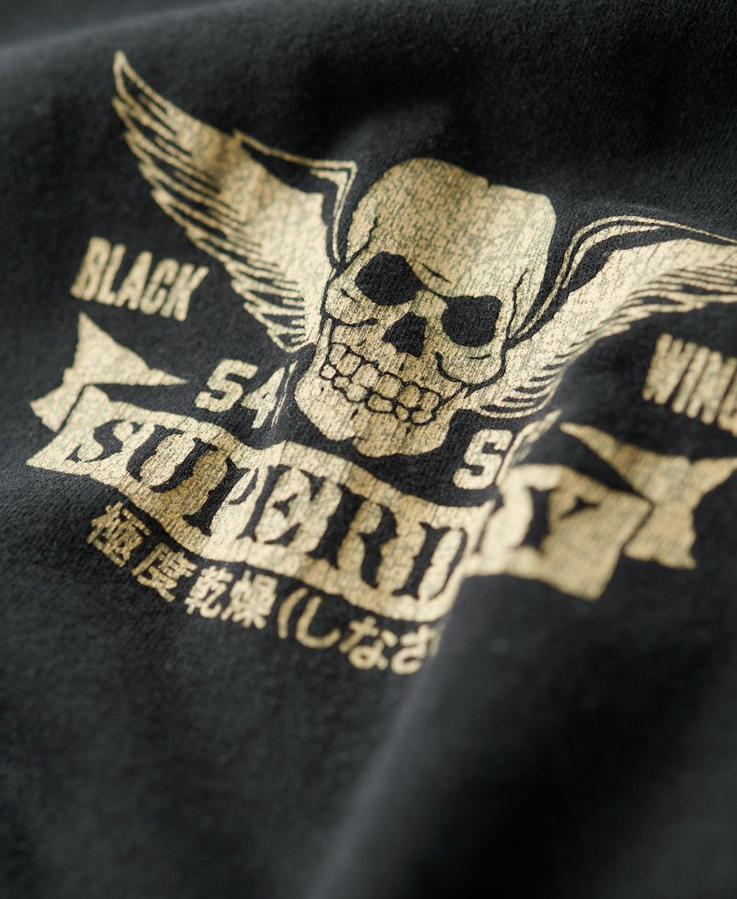 biker rock graphic loose t-shirt in heavy metal black