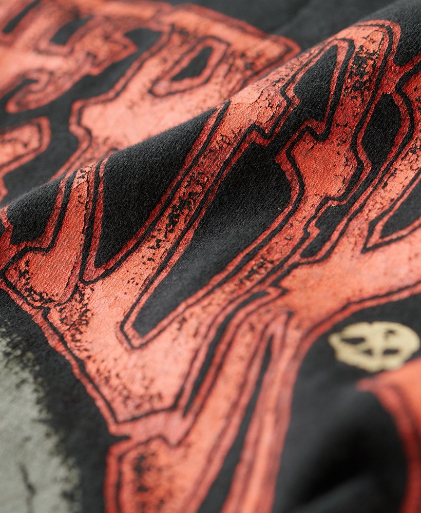 biker rock graphic loose t-shirt in heavy metal black