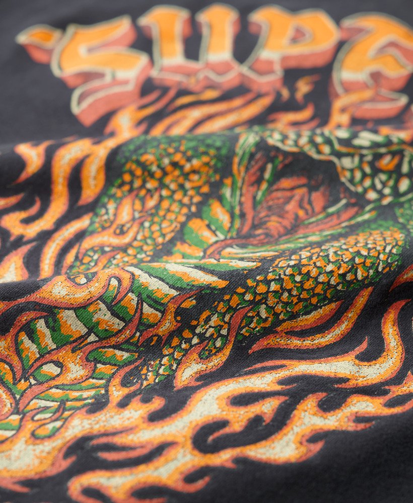 biker rock graphic loose t-shirt in light viper black
