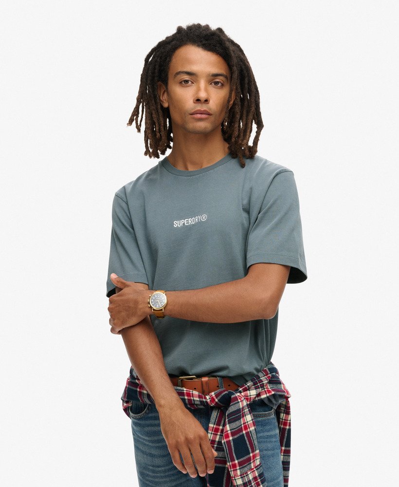 t-shirt met micrologo en losse pasvorm in stormachtig weerblauw.