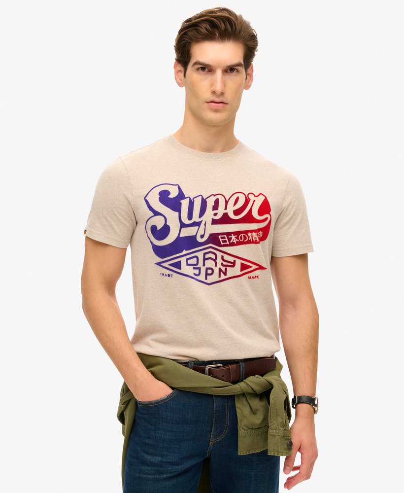t-shirt met fluweelachtige vervaagde print in lavin beige marl