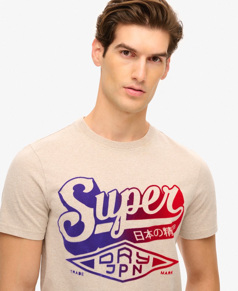t-shirt met fluweelachtige vervaagde print in lavin beige marl