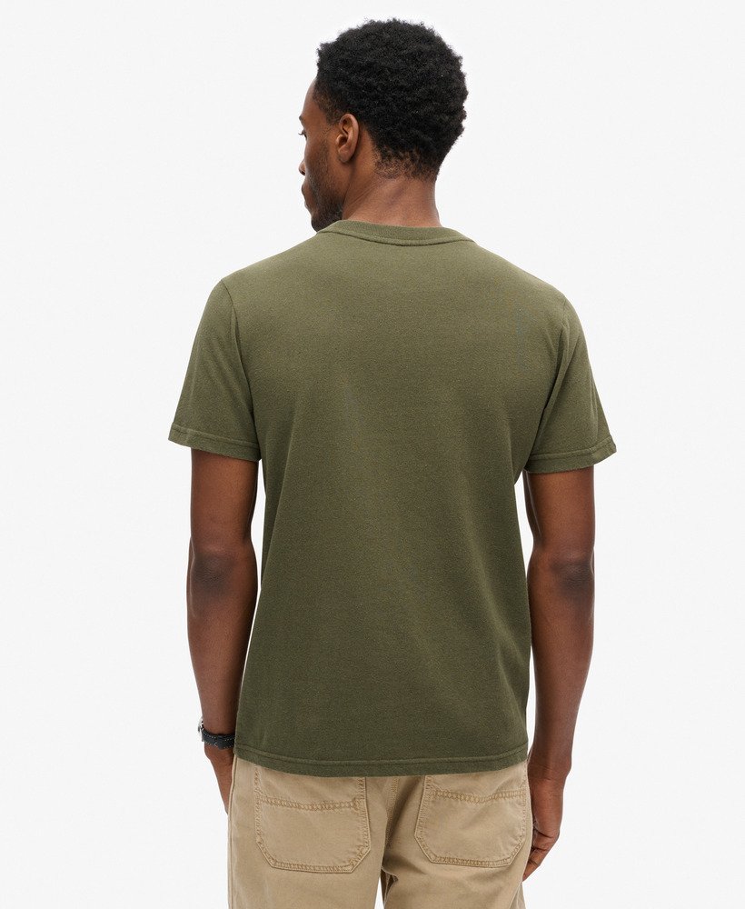 t-shirt met fluweelachtige vervaagde print in kaki groen gemêleerd