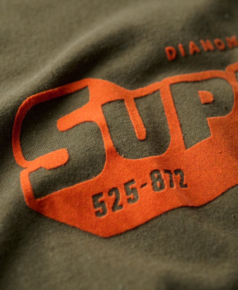 t-shirt met fluweelachtige vervaagde print in kaki groen gemêleerd