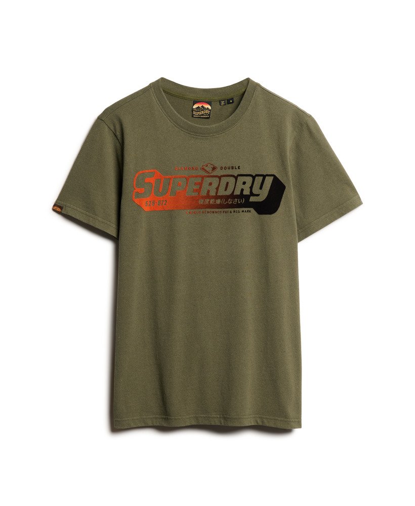 t-shirt met fluweelachtige vervaagde print in kaki groen gemêleerd