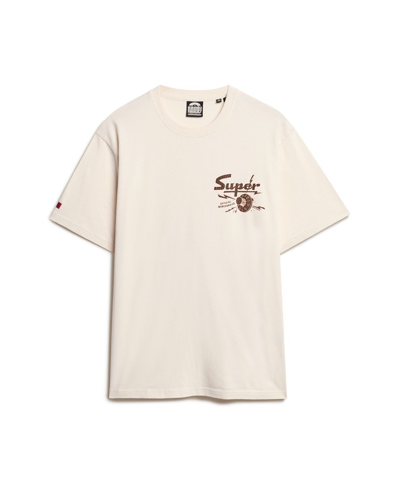 lo-fi punk graphic losvallend t-shirt in crèmekleur.