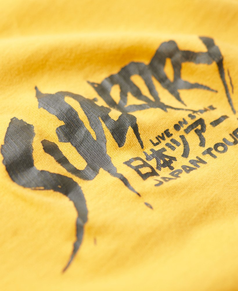lo-fi punk graphic losvallend t-shirt in oliegeel