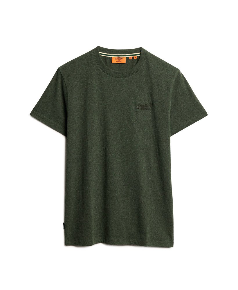 t-shirt met essential-logo van biologisch katoen in diep bosgroen gemêleerd.