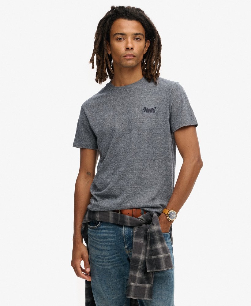 t-shirt met essential-logo van biologisch katoen in eclipse navygrey marl feeder