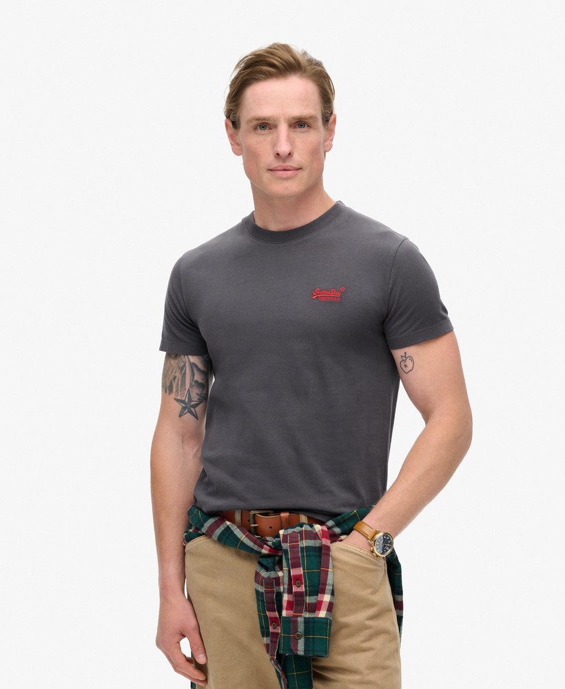 t-shirt met essential-logo van biologisch katoen in grafietzwartfluorescent rood.