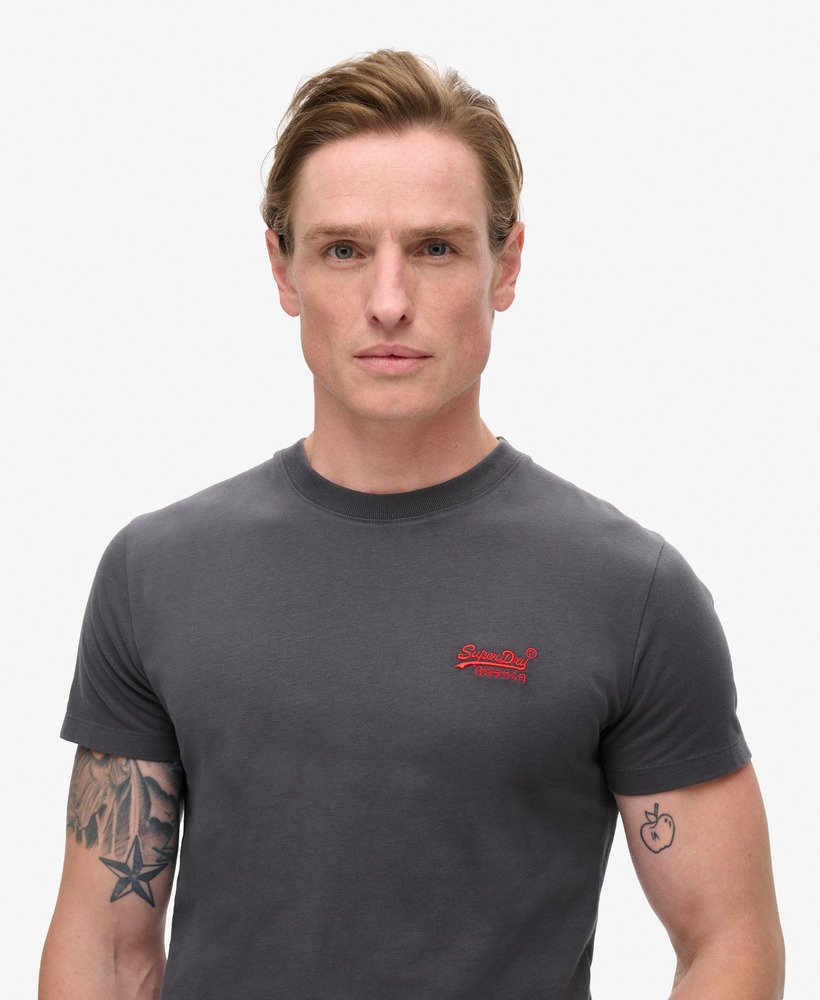 t-shirt met essential-logo van biologisch katoen in grafietzwartfluorescent rood.