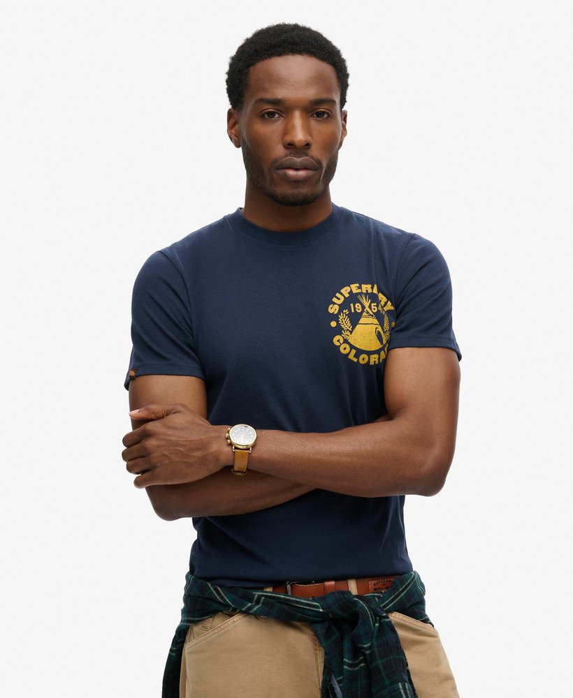 outdoor t-shirt met grafische print in navy marl