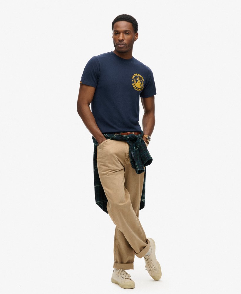 outdoor t-shirt met grafische print in navy marl