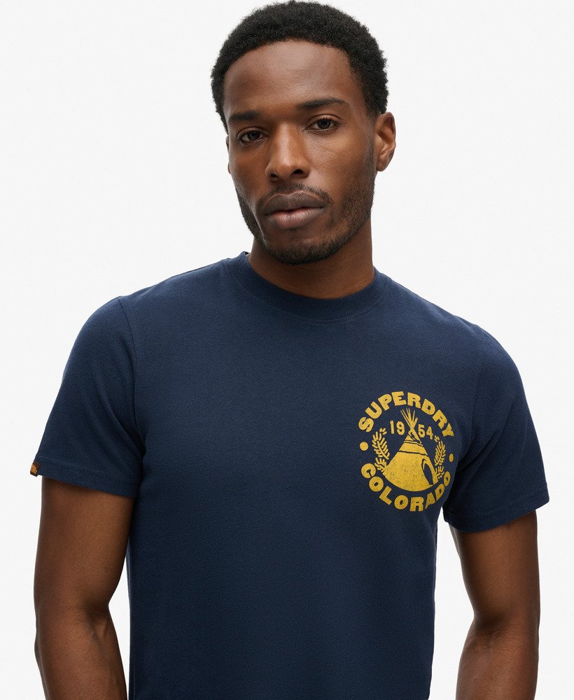 outdoor t-shirt met grafische print in navy marl