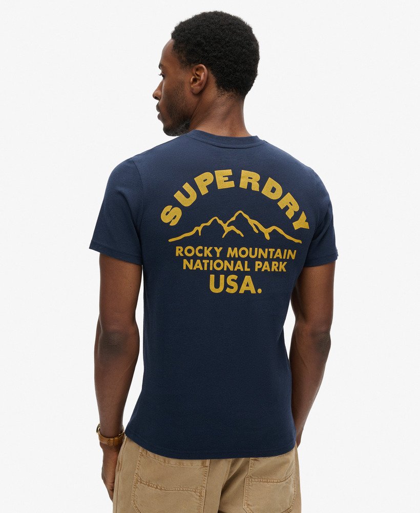 outdoor t-shirt met grafische print in navy marl