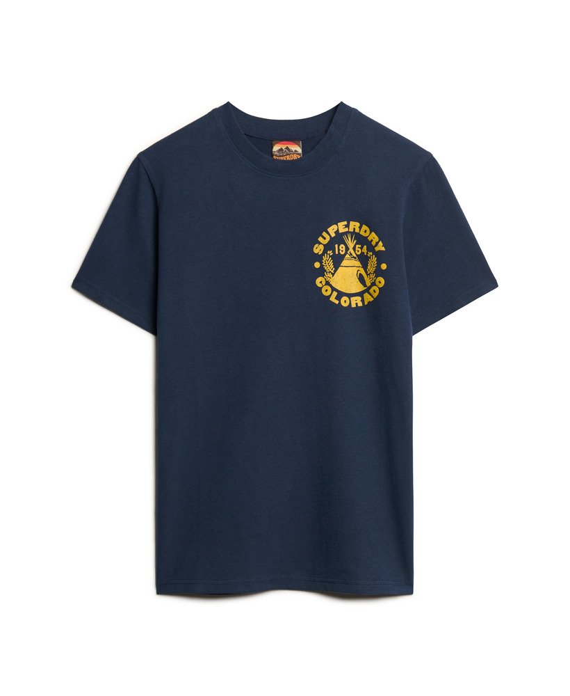 outdoor t-shirt met grafische print in navy marl